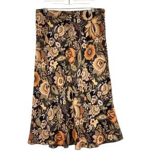 Vintage Y2K 90's Whimsigoth Dark Fairy Floral Pull On Midi/Maxi Skirt By AGB - M